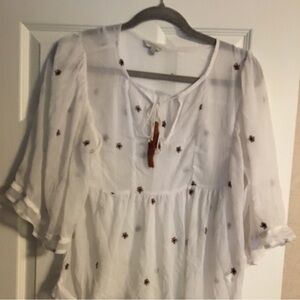 Lucky Brand White Embroidery Top